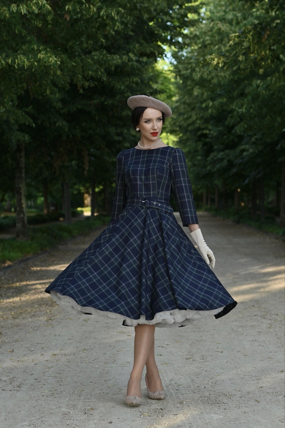 Cece Tartan Swing Dress in Extended Sizing